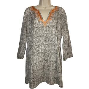 Anthropologie Rock Flower Paper Grey Embroidered Kurta Medium